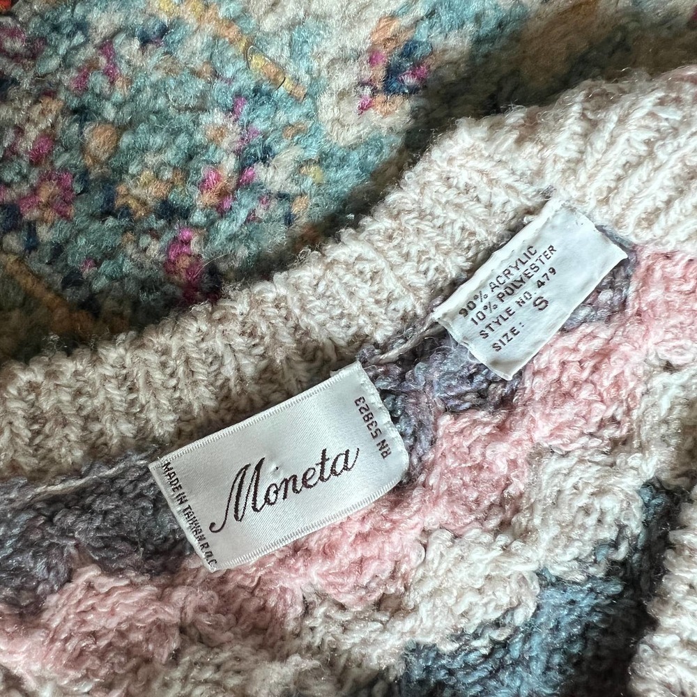Vintage Pastel Striped Textured Knit V Neck Sweater Vest - Picture 5 of 5